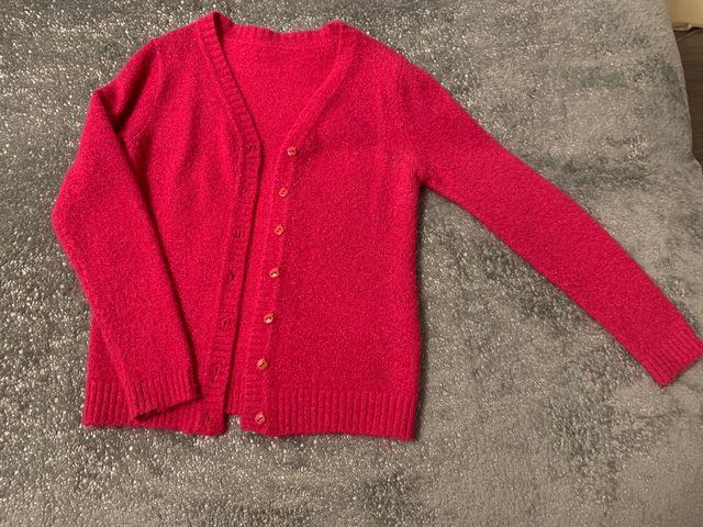 Chaqueta punto niña talla 6/7 rosa fuerte