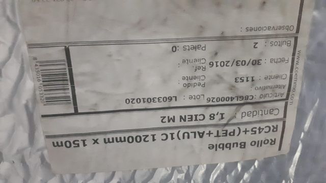 AISLAMIENTO TERMICO ALUMINIZADO CON BURBUJAS  1200