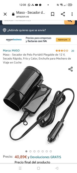 Secador de pelo 12v de segunda mano por 15 EUR en Sabadell en WALLAPOP