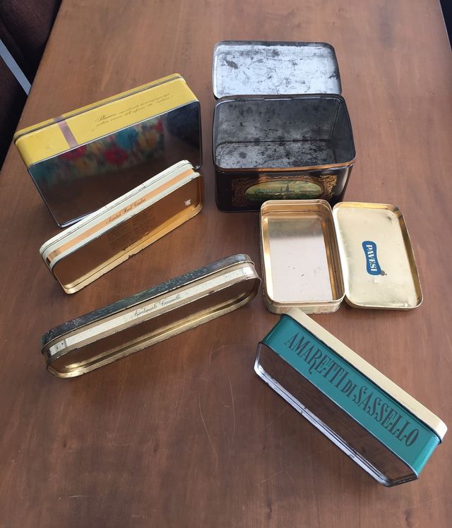 Scatole di latta vintage, collezione nr. 8 scatole