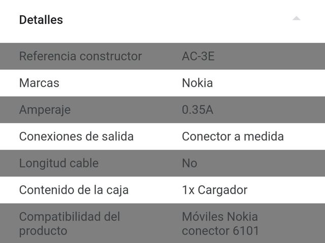Cargador Nokia AC-3E