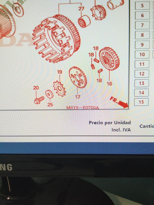 Engranaje para honda varadero 1000