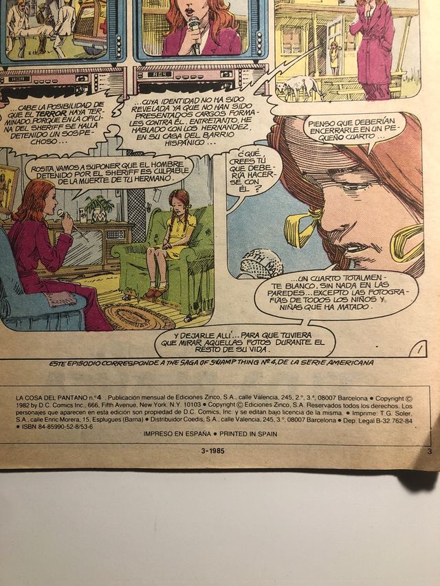 La cosa del pantano. En la celda blanca DC 1985