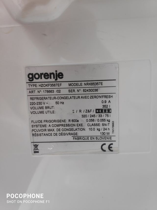 Bisagra frigorífico Gorenje