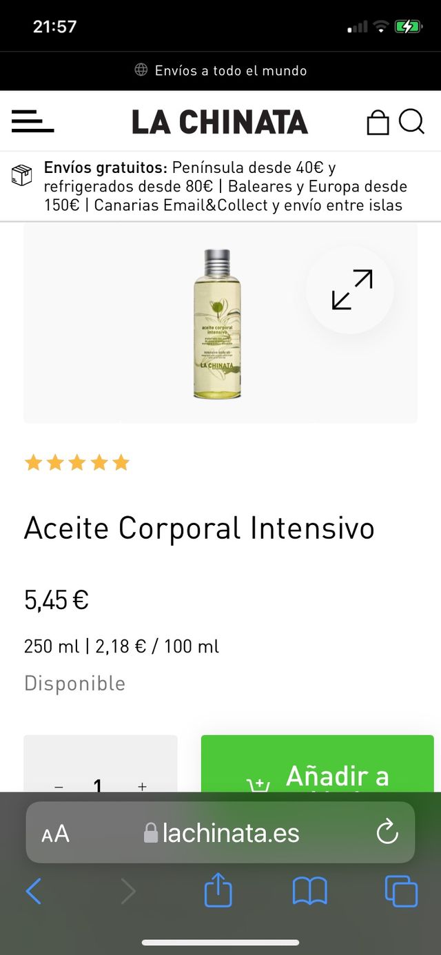 Aceite corporal La Chinata 