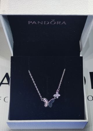 Collar en plata de ley Mariposa Brillante Rosa | Pandora ES
