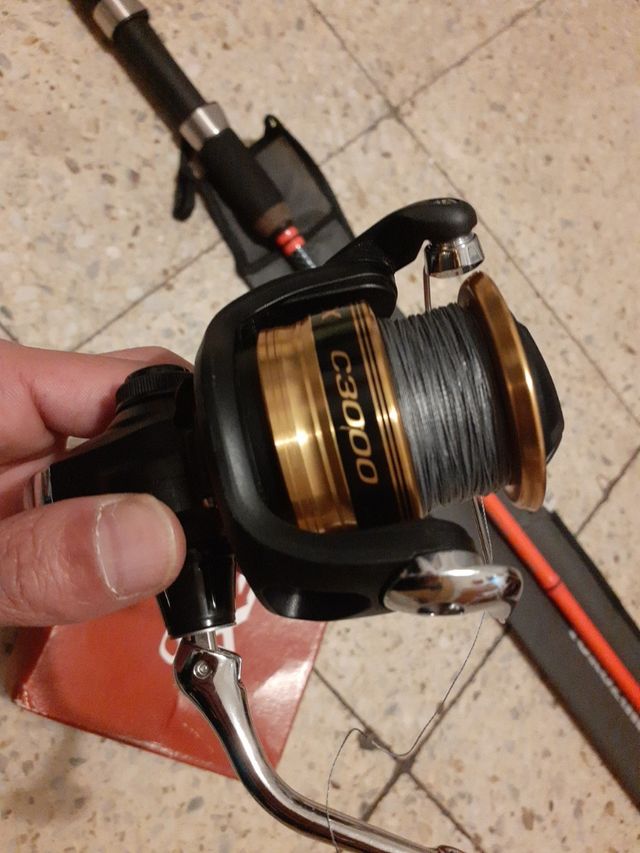 conjunto caña y carrete