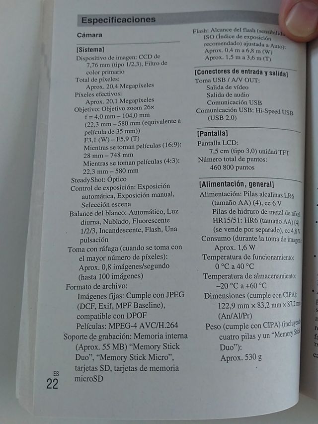 Cámara digital SONY CYBER SHOT H200