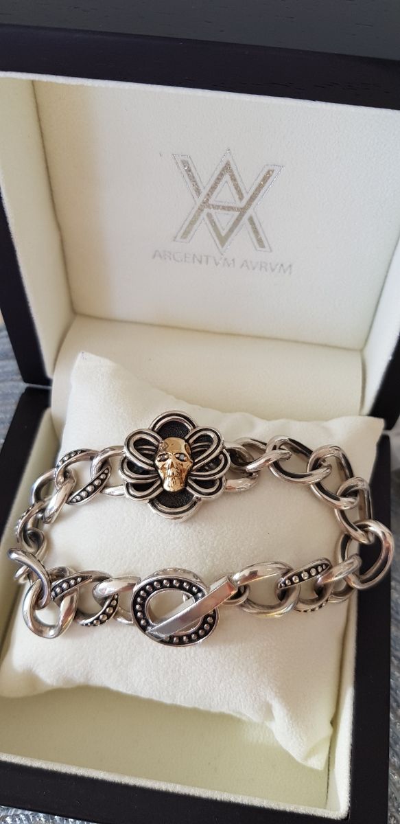 Pulsera unisex diamantes plata oro nueva a estrena