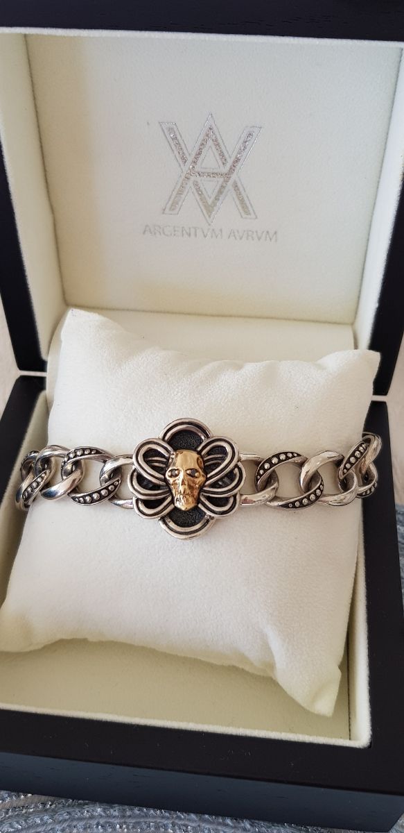 Pulsera unisex diamantes plata oro nueva a estrena