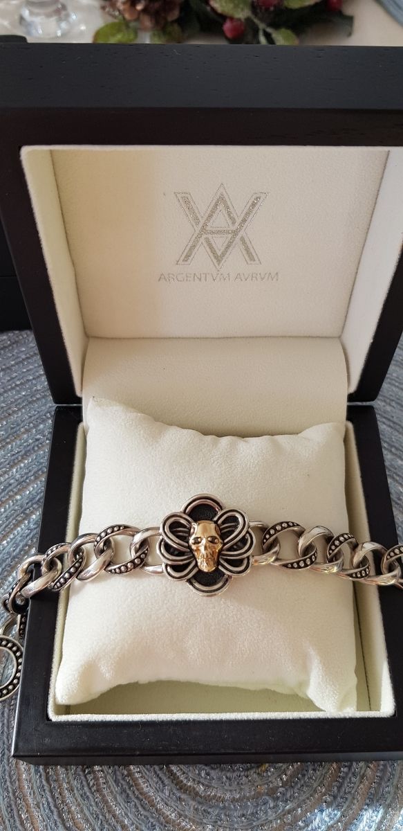 Pulsera unisex diamantes plata oro nueva a estrena