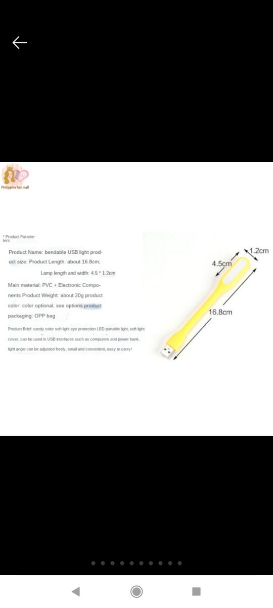 luz USB nueva flexible.  varios colores