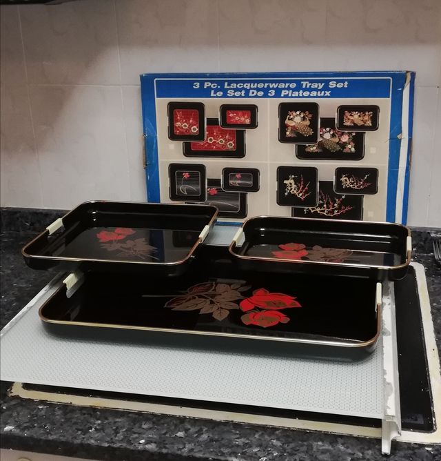 Set  3 Bandejas Vintage Laqueadas(estilo japonés)