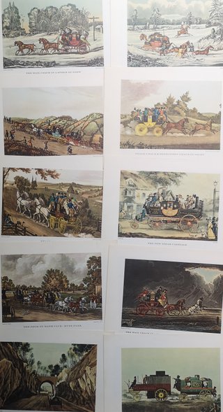 Cuadro láminas antiguas de diligencias de caballos
