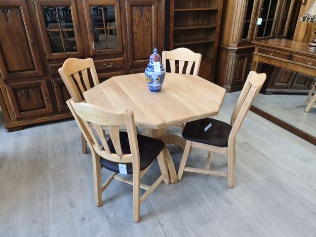 Mesa Maciza Rustica de Roble con Sillas Natural