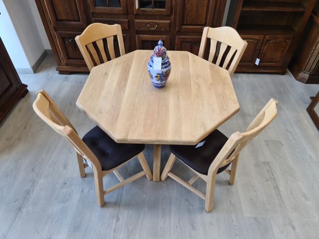 Mesa Maciza Rustica de Roble con Sillas Natural