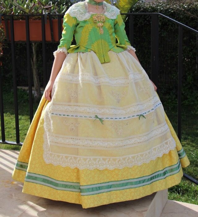 Traje fallera niña 8-9 años amarillo y verde