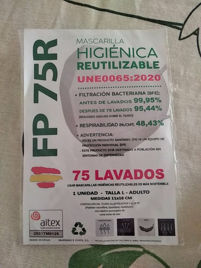 Mascarilla Higiénica Reutilizable. Hecha en España