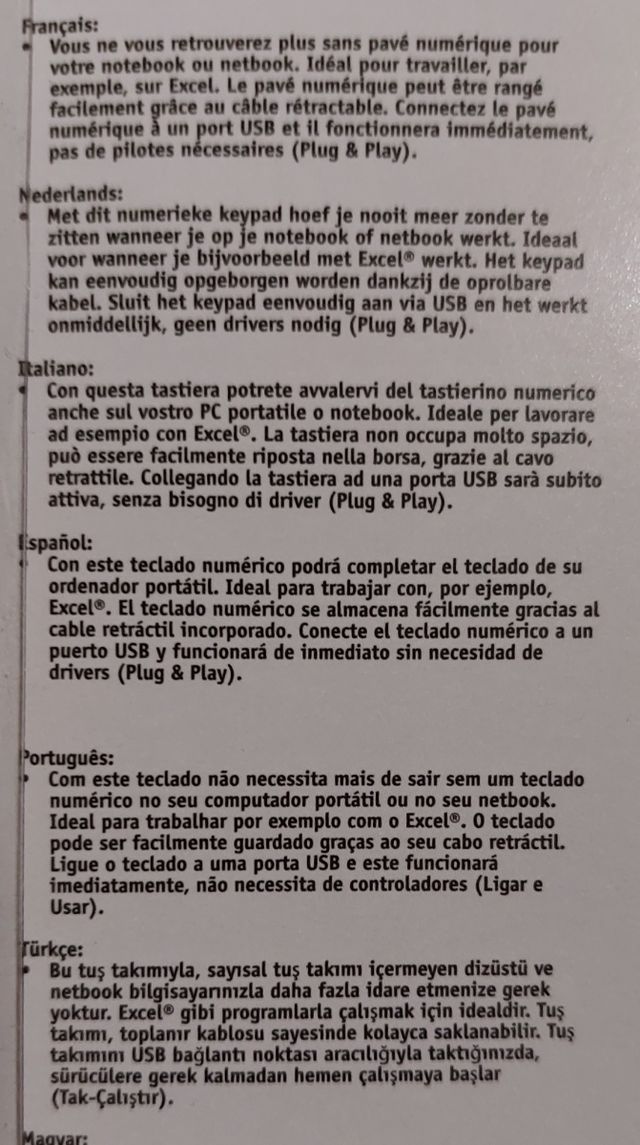 Teclado Nunérico USB Portatil