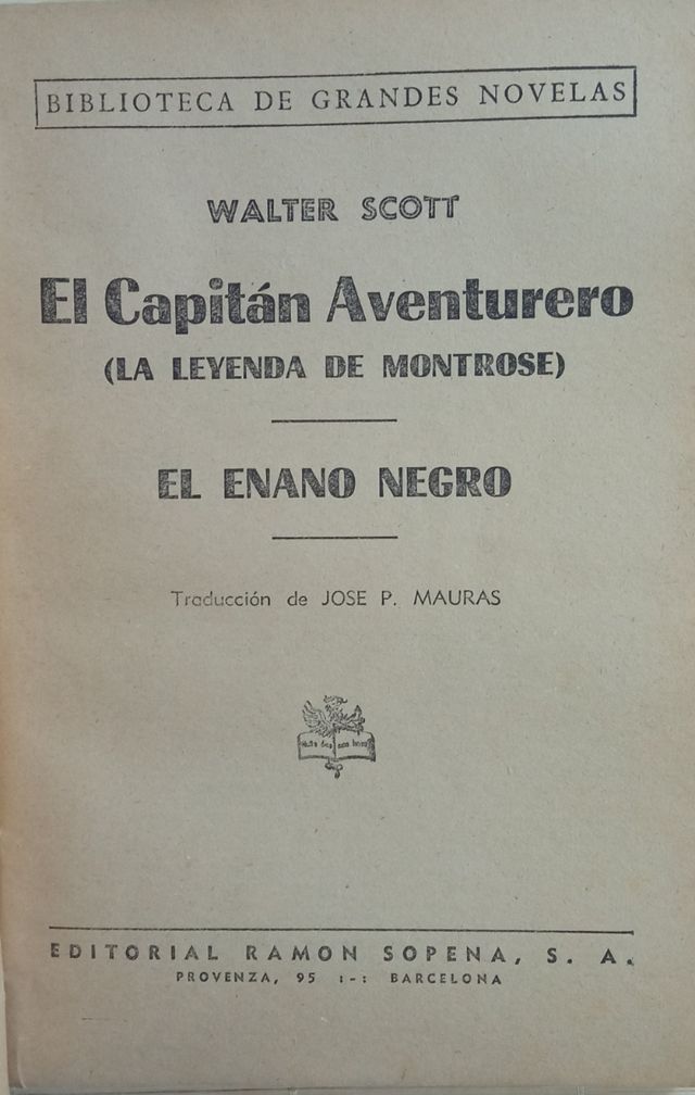ANTIGUA NOVELA " EL CAPITAN AVENTURERO"