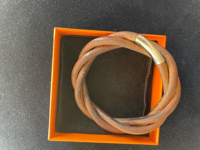 Pulsera de cuero trenzada Hermes