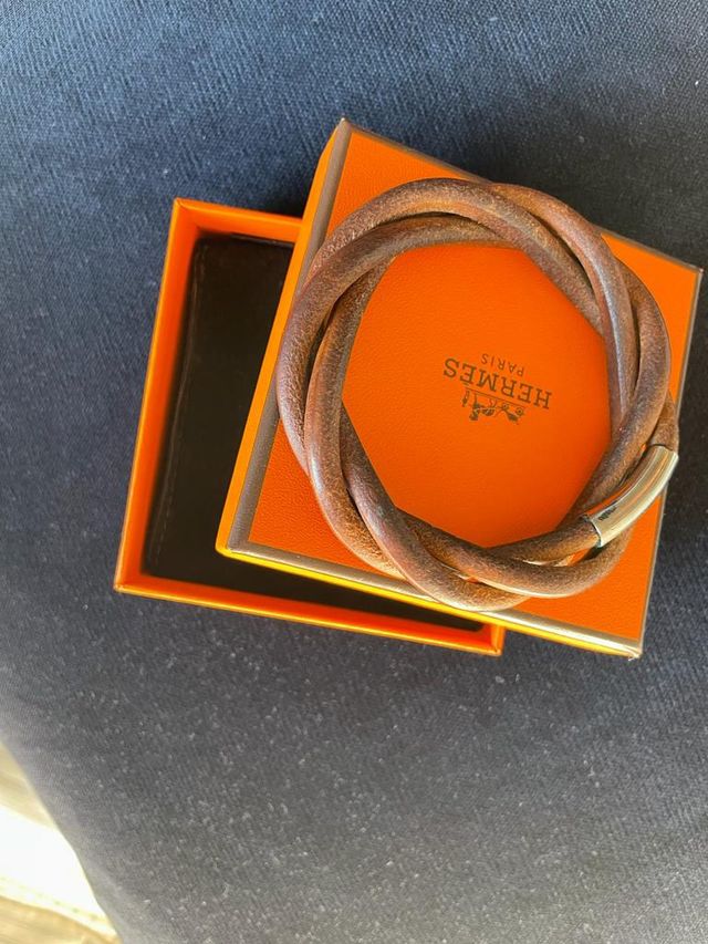 Pulsera de cuero trenzada Hermes