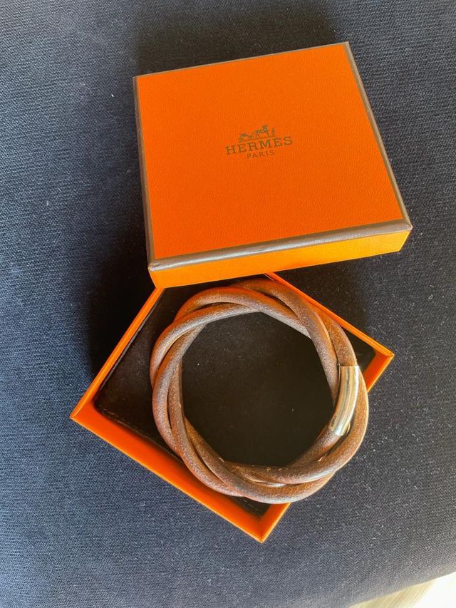 Pulsera de cuero trenzada Hermes