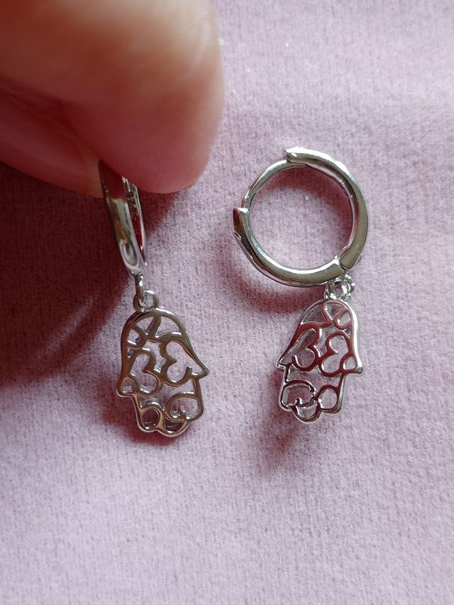 Pendientes Mano de Fátima de plata de ley