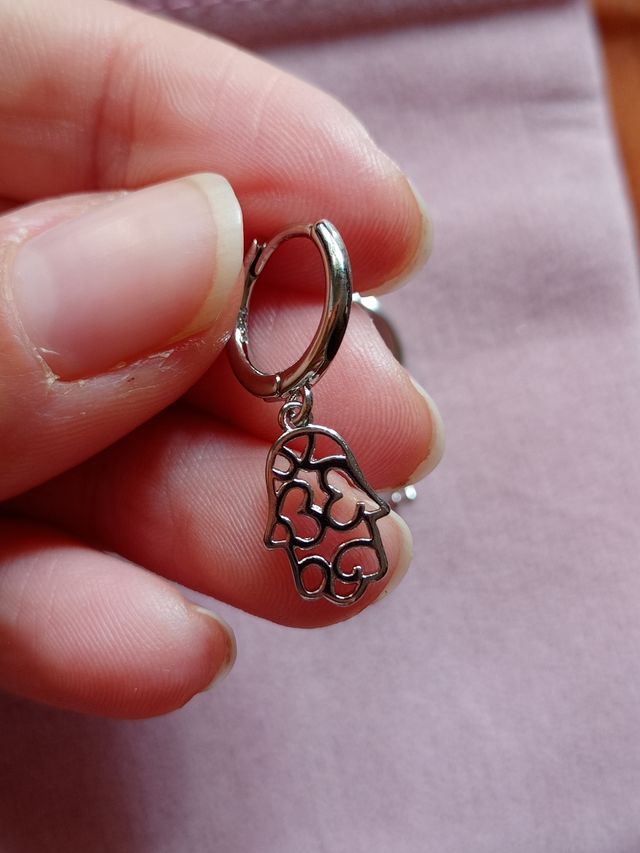 Pendientes Mano de Fátima de plata de ley