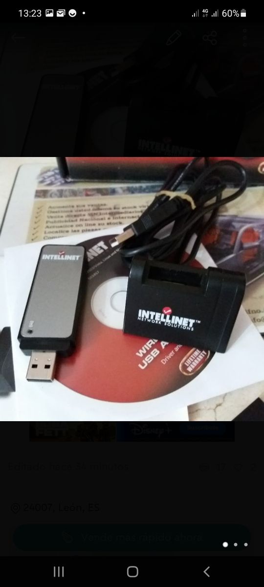 adaptador USB para conexión WiFi. / acceso