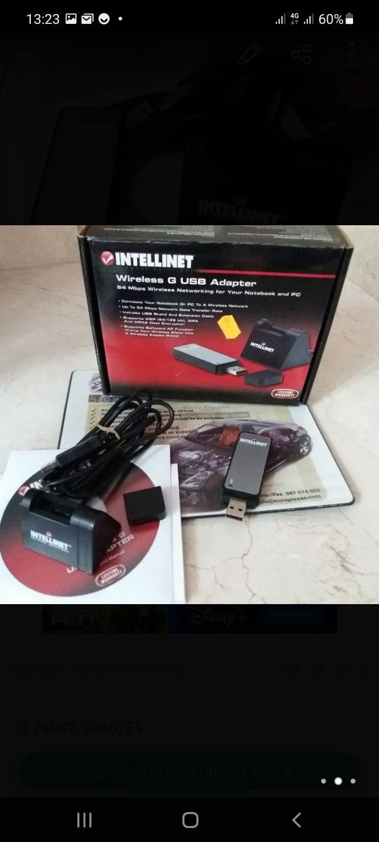 adaptador USB para conexión WiFi. / acceso