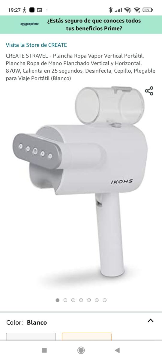 plancha de vapor, horizontal - vertical portátil