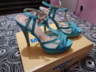 Sandalias fiesta mujer turquesa de segunda mano por 6 EUR en Alcoy en  WALLAPOP