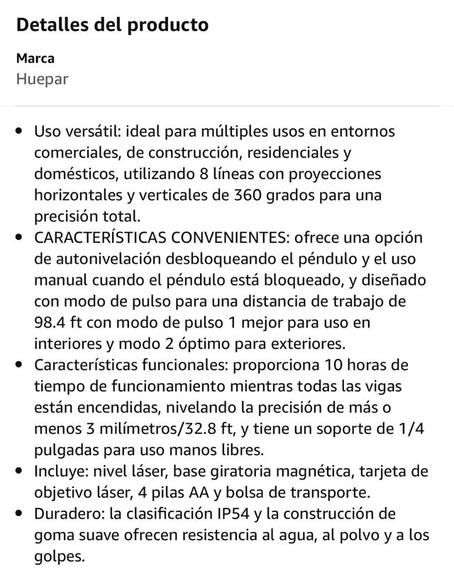 Huepar láser línea cruzada