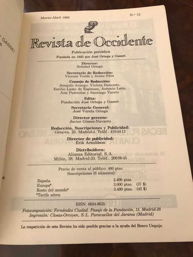 Revista de occidente 1980-1984