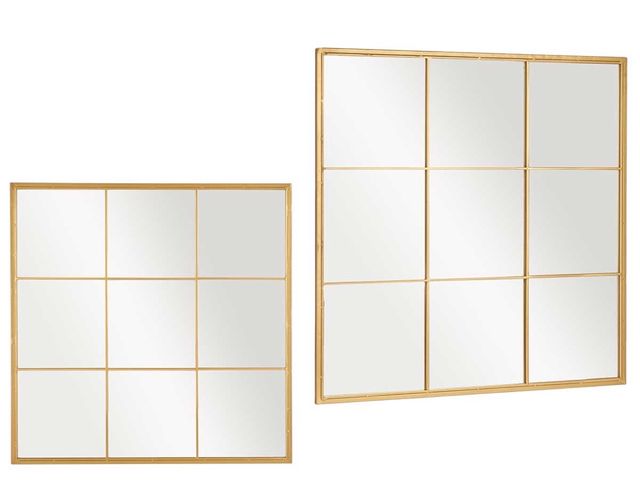 Espejo Ventana de Metal Dorado "NOE" - 90 x 90cm
