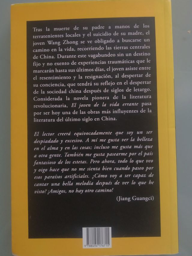 Libro"El joven de la vida errante"