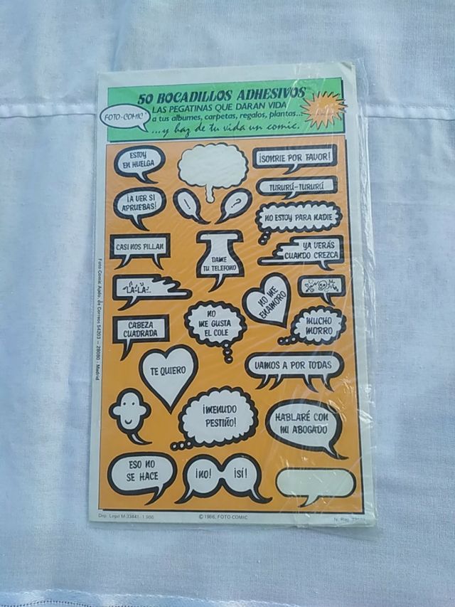bocadillos adhesivos pegatinas años 80