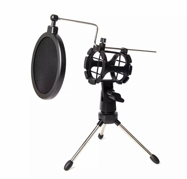 Soporte para micrófono con 2 conexiones distintas.