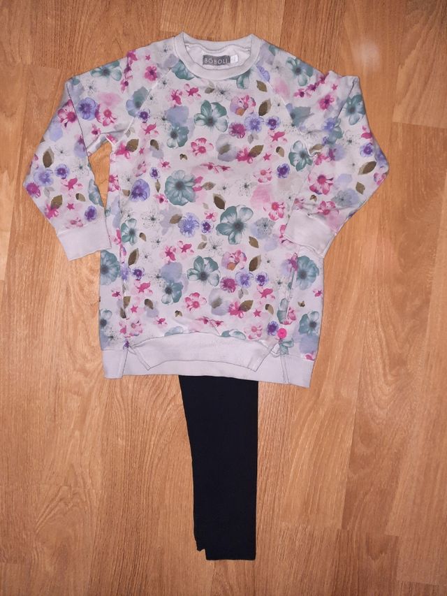 Pack ropa niña. Vestido"Boboli" + leggins T-5