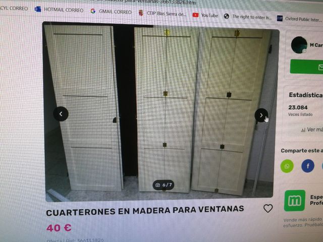 Cuarterones madera, ventanas