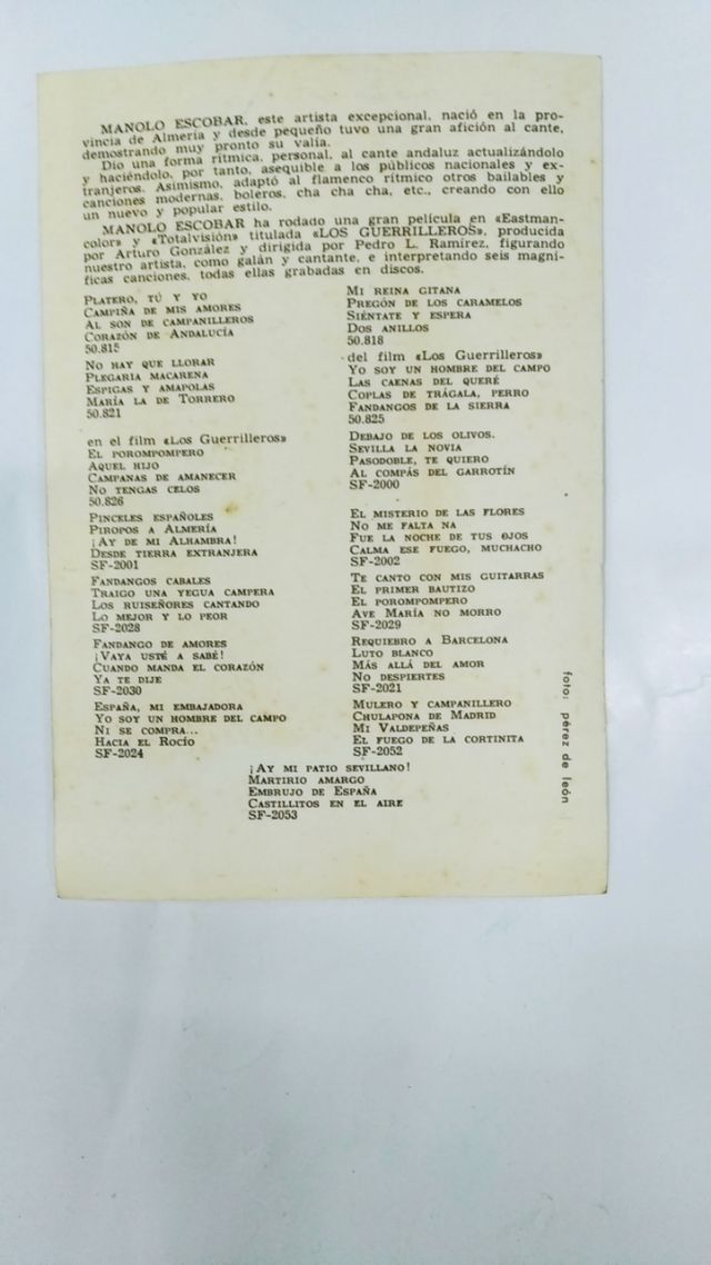 postal de Manolo Escobar