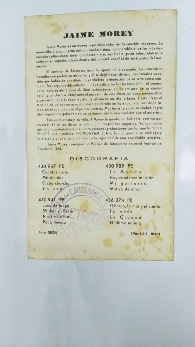 Postal Jaime Morey firmada