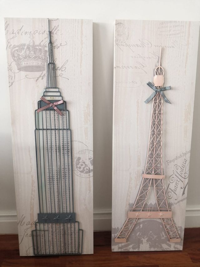 Pittura dell'Empire State Building e della Torre Eiffel