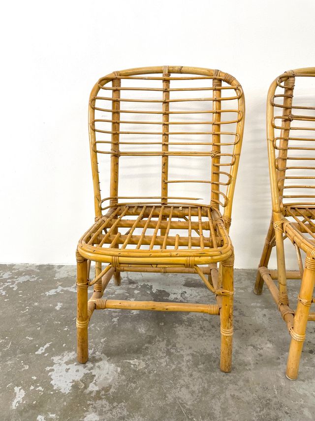 Pareja sillas mimbre para restaurar ó attrezzo