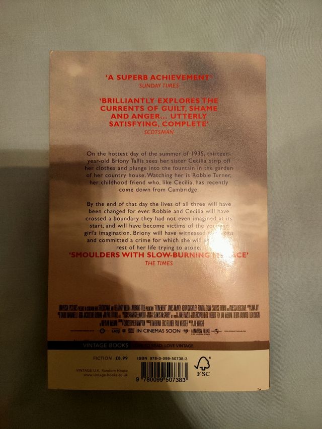 Libro Atonement de Ian McEwan