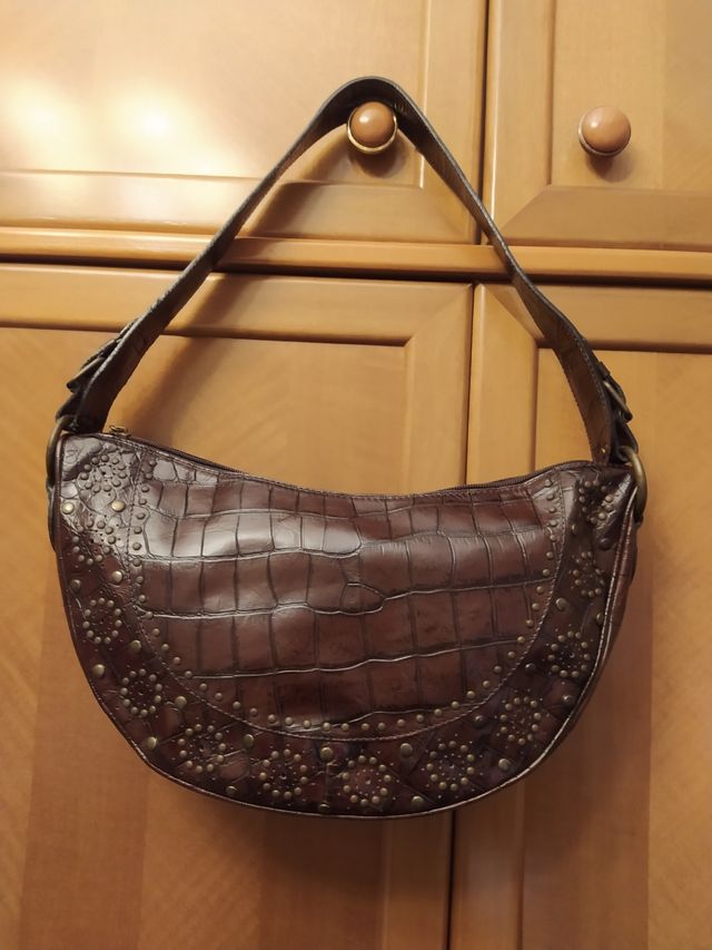 Bolso de cuero marrón italiano