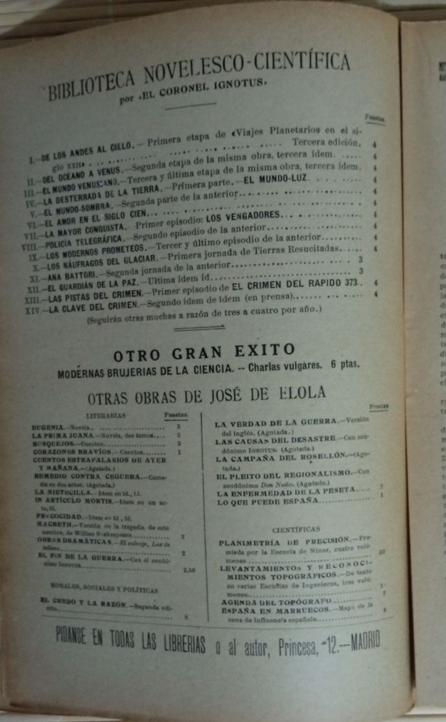 "DEL OCEANO A VENUS " POR EL CORONEL IGNOTUS