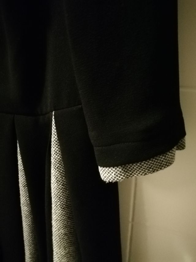 vestido negro y gris de vestir