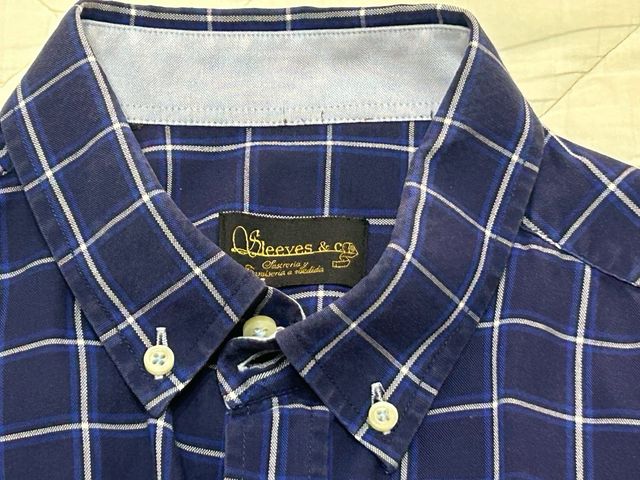 Camisa hombre azul cuadros _ talla L